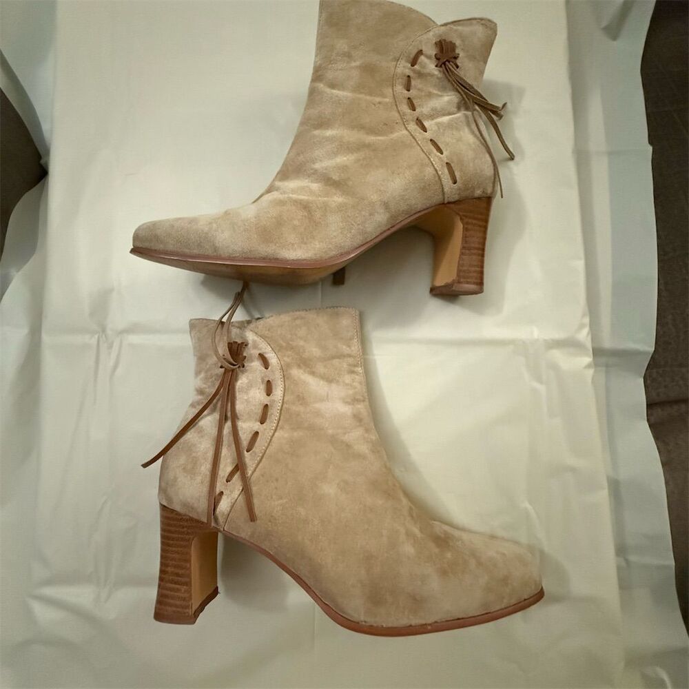 Women's Beige Suede Ankle Booties Size 7M